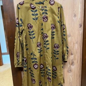 Lo g Sleeve Floral Print Tunic